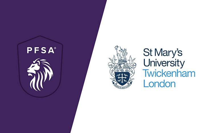 PFSA and St Mary's logo laid on a Purple and White background