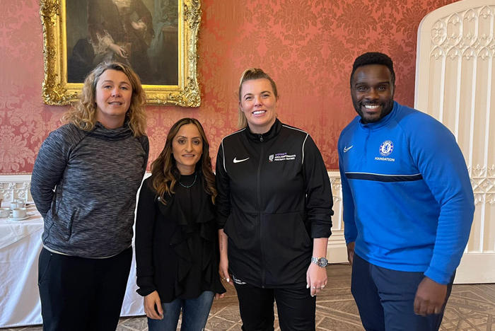 Group photo of the speakers from the Women's Football Conference