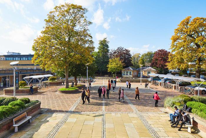 A view of the piazza from the Chapel