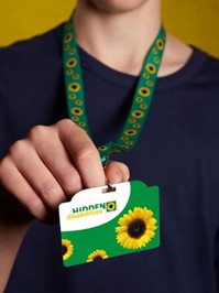 Person wearing a Sunflower lanyard