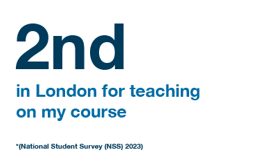 2nd in London for teaching on my course (National Student Survey (NSS), 2023)
